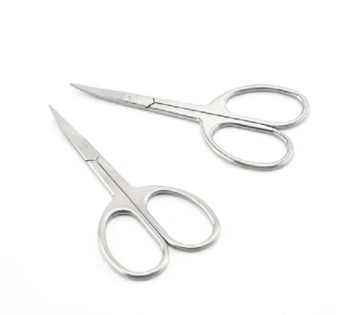 Stainless Steel Curved Beard Scissors 4" Pair Trimmer Shears Groom Eyebrow NEW - Image 1 of 3