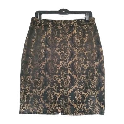 Юбка Worthington женская размер 10 черная и золотая с узором пейсли жаккардовая парчовая рабочая одежда - Изображение 1 из 4