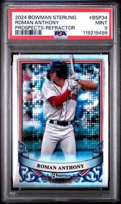 PSA 9 2024 Bowman Sterling Prospect BRefractor /199 Roman Anthony #BSP-34 - Image 1 of 2