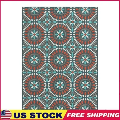 Alfombra de exterior 5x7 patrón medallón resistente a las manchas fácil de limpiar duradera nueva Foto 1 de 4