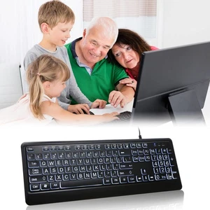 104 Keys USB Wired Keyboard 1.5M Cable Large Print LED Backlight G5R2 - Picture 1 of 9