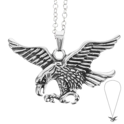  Aigle Pendentif Collier Chaîne En Métal Collier Vintage Pendentif Hommes Cou - Photo 1/4