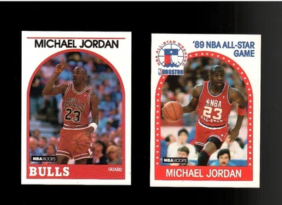 Lote de 2 cartas de baloncesto Michael Jordan 1989-90 Hoops Chicago Bulls Foto 1 de 2