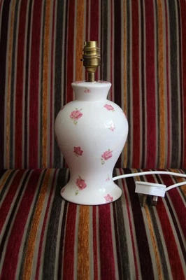 Vintage Laura Ashley Ceramic Pink Floral Table Lamp Base Crackle Glaze Cottage - Image 1 of 4