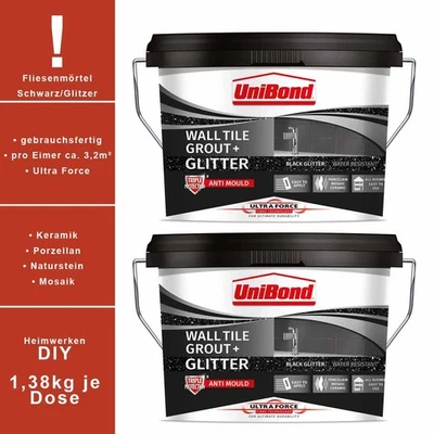 Fliesenmörtel Designfugen Fugenmörtel schwarz/silber gebrauchsfertig 2 x 1,38kg  - Bild 1 von 3