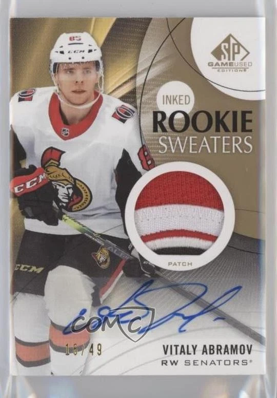 2019-20 SP Game Used Inked Rookie Sweaters /49 Vitalii Abramov RPA Patch Auto RC - Image 1 of 2