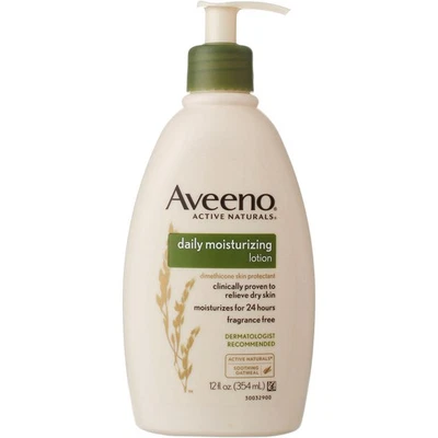 3 Pack Aveeno Active Naturals Daily Moisturizing Lotion, Fragrance Free, 12 f... - Image 1 of 4