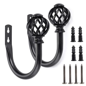 Set of 2 Metal Curtain Holdbacks - Wall Mounted Drapery Tiebacks with Screws,... - Picture 1 of 7