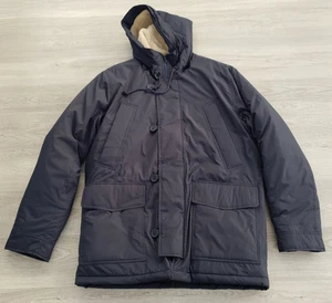 NUEVO CON ETIQUETAS J. Chaqueta Parka Crew Mercantile Para Hombre Con Capucha Puffer Azul Marino Forrada Sherpa Talla M - Imagen 1 de 18