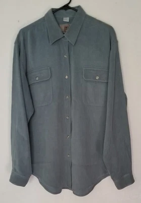 THE TERRITORY AHEAD Vintage Mens 100% Silk Blue Longsleeve LARGE Shirt Button Up - Image 1 of 4