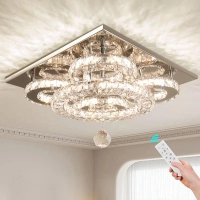 Candelabro de cristal moderno cinco anéis luz de teto de cristal montagem embutida mancha... - Imagem 1 de 4