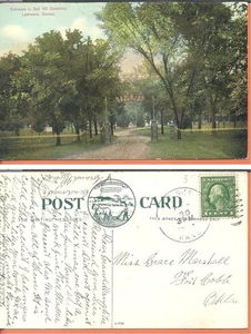 Entrance to Oak Hill Cemetery, Lawrence, Kansas,1907-15 - Picture 1 of 1
