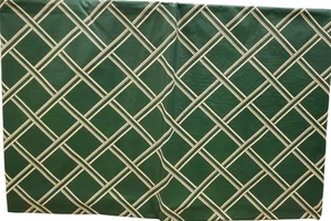 Flannel Back Vinyl Tablecloth 52"x70" Oblong, GREEN & OFF WHITE DIAMONDS, HP - Picture 1 of 9