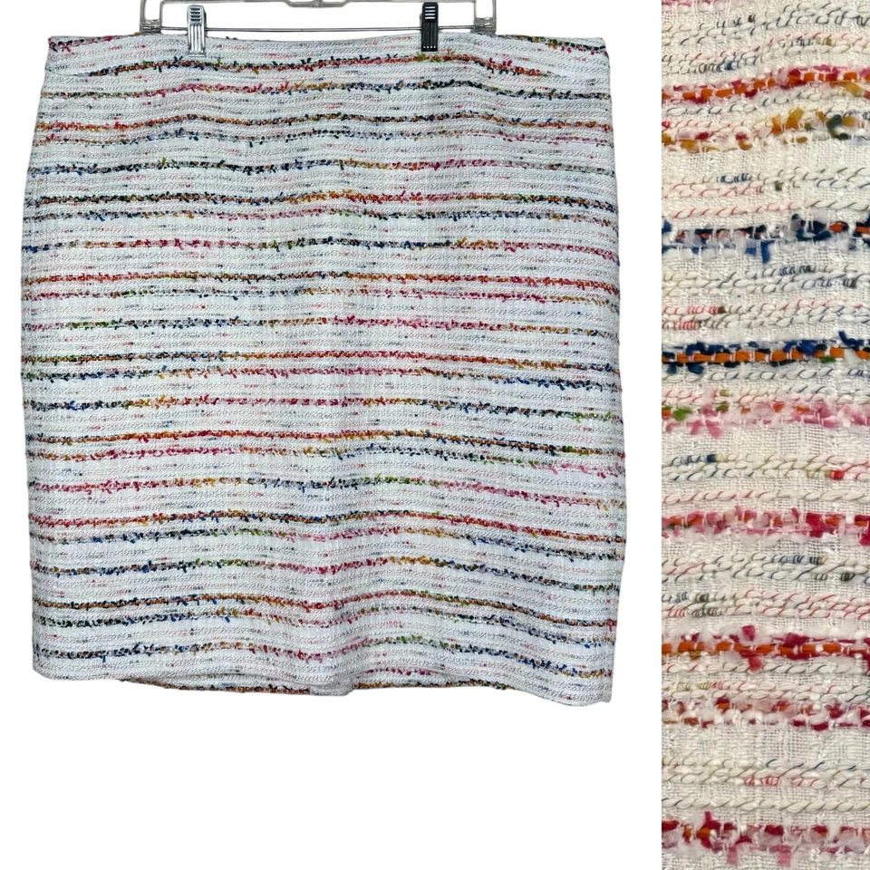 J.Crew No. 2 Pencil Skirt Tweed Multicolor Stripe Preppy Rainbow 20 NWT - Image 1 of 4