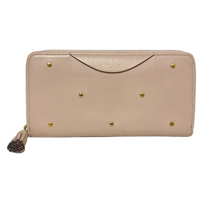 Auténtica billetera larga de cuero rosa beige Anya Hindmarch Foto 1 de 4