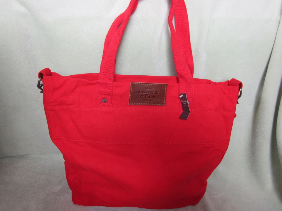 Bolso de Hombro de Lona Abercrombie & Fitch Rojo Nuevo con Etiquetas Ideal para Escuela/Playa CuTe Foto 1 de 1