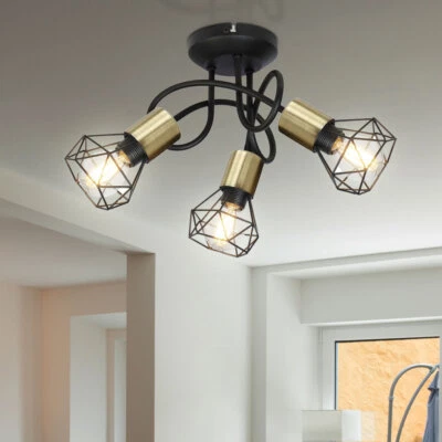 ETC-SHOP Decken Lampe Spot Rondell Ess Zimmer Beleuchtung schwarz messing Küchen Leuchte