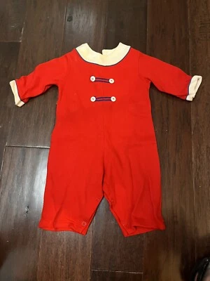 Romper longo vintage ToddleTyke vermelho bebê menino 17-23 libras - Imagem 1 de 4