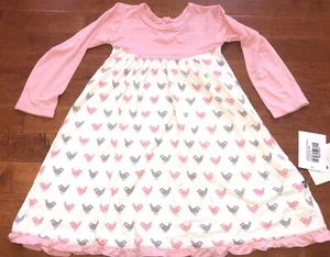 Kickee Hose Bambus Lotus Amsel Swing Kleid mit Schlüsselloch 3T Neu LESEN - Bild 1 von 6