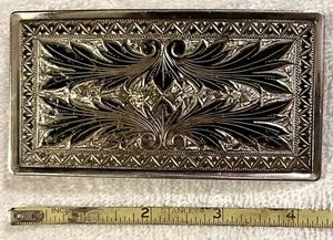 Schöne Vintage Gürtelschnalle schwarz & silber Design - Bild 1 von 3