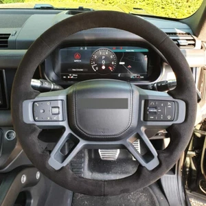 Cubierta de volante Alcantara envoltura de cuero real para LAND ROVER DISCOVERY III A - Imagen 1 de 12