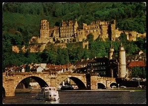 Old Bridge And Castle Heidelberg Germany Postcard - Picture 1 of 2