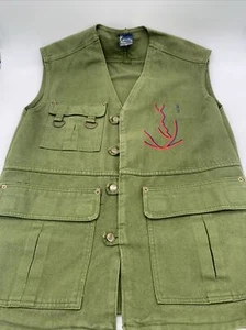 VTG 90's Y2K Karl Kani Jeans Men's M Green Denim Cargo Utility Vest Tupac RARE! - Picture 1 of 6