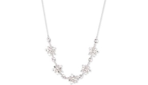 Givenchy Collana frontale con pietra a grappolo di cristallo tono argento #168