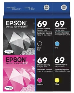 GENUINE Epson 69 Ink Cartridge 4 Pack for Stylus CX7450 NX105 NX110 NX115 NX215 - Picture 1 of 1