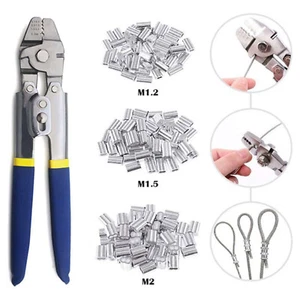 Stainless Steel Fishing Pliers Wire Rope Crimping Tool w/ 150pcs Ferrule Sleeves - Picture 1 of 12