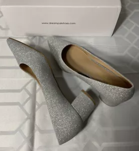 Dream Pairs Womens Size 8 Silver Glittery Chunky Heel Shoes NWT! M1193 - Picture 1 of 12