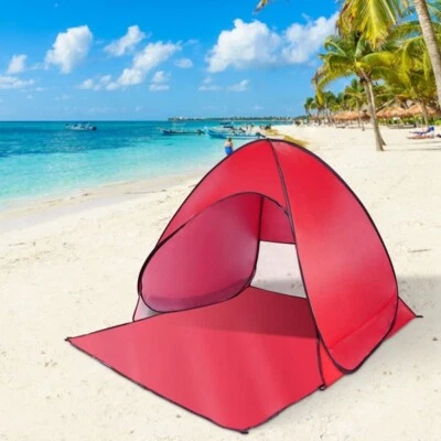 Red Pop Up Beach Tent Sun Shade Shelter Anti-UV Automatic Waterproof Tent Canopy - Image 1 of 4