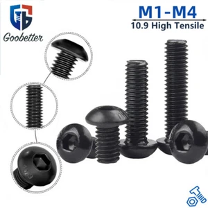 M1 M2 M3 M4 Socket Button Head Screw Small Black Allen Bolts 10.9 High Tensile - Picture 1 of 11
