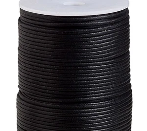 Cordón de cuentas de algodón encerado negro de 2 mm con prueba de 50+ libras carrete de 100 metros (109 yardas) Z - Imagen 1 de 2