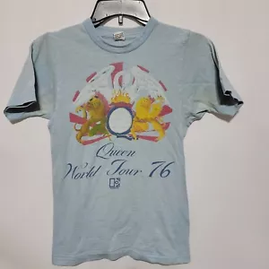 Queen World Tour Shirt 1976 Vintage Women's Light Blue Size Small Short Sleeve - Picture 1 of 15