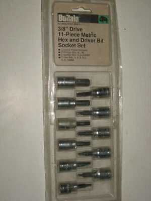 NEW 11-pc 3/8"-dr METRIC HEX & DRIVER SOCKET BIT SOCKET SET, Buffalo # 3812-HEXM - Image 1 of 3