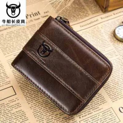 RFID BULLCAPTAIN Mens Genuine Leather Zipper Around Card Slots Coin Wallet Hi-Q - Image 1 of 4