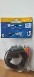 Skytronic 1,5m Scart auf 3x Phono Cinch AV Kabel IN OUT umschaltbar Dreifachkabel -NOS - Bild 1 von 5