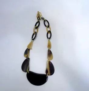 Vintage plastic turtle shell link statement necklace approx 19" - Picture 1 of 5