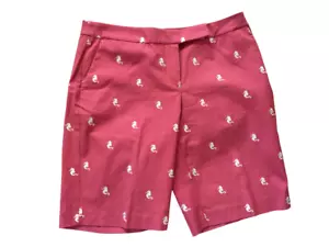 Talbots Shorts Bermuda Damen 8p Baumwolle Stretch koralle bestickt Seepferdchen elfenbein - Bild 1 von 5