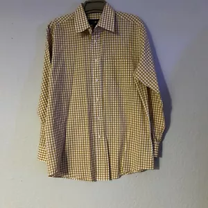 Beverly Hills Polo Club Shirt Mens M Tan Long Sleeve Button Down Checker Shirt - Picture 1 of 7