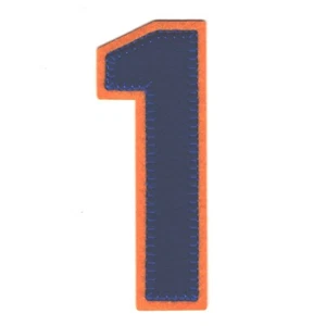 Blue Orange Number 1 Patch Felt Athletic Varsity Letterman's Cut out Iron on 4" - Imagen 1 de 1