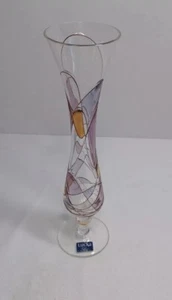 Jarrón Lucka Art Glass Studio multicolor con patas transparentes 93/4" de alto decoración del hogar - Imagen 1 de 5