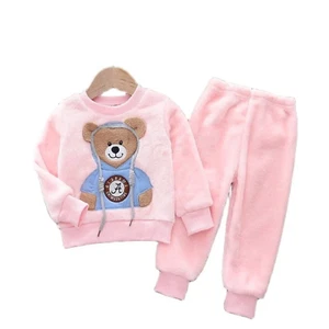 Conjunto De Pijamas Gruesos Para Bebé Ropa De Dormir De Lana De Franela Cálidas - Picture 1 of 17
