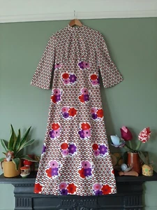 Vintage 70s Maxi Dress Flower Power Hippie Cottagecore Festival Glam Boho - Picture 1 of 15