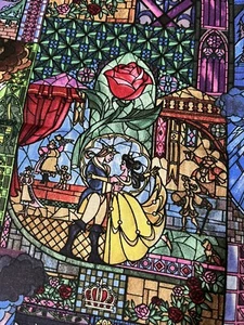 Disney Beauty And The Beast Belle Stained Glass Cotton Fabric 34”x44” - Picture 1 of 3