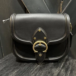 Borsa Coach Beat SADDLE a tracolla borsa in pelle liscia nera - nuova senza etichette - Foto 1 di 24
