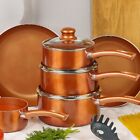 4 PCS URBN-CHEF Ceramic Copper Induction Cooking Pots Lid Saucepans Cookware Set