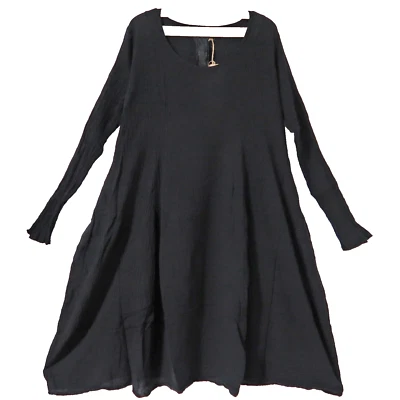 PRIVATSACHEN tolles Crinkel Kleid Ecokattun 46-48-50 HEISSHALT Taschen 'kaviar' - Bild 1 von 3