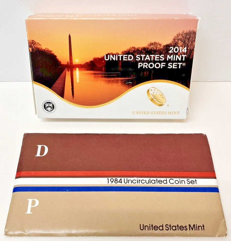 U.S. Mint Set 1984 Uncirculated W/ 2014 Proof Set Gift Idea Coin Collection ML - Image 1 of 4